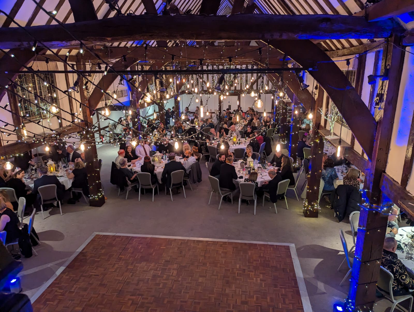 Christmas Day Lunch Setup in Tithe Barn